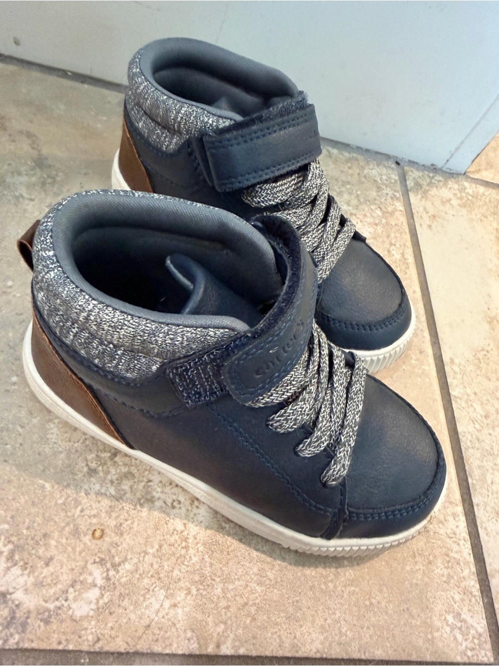 Carter's Navy and Brown Kids High-Top Boots